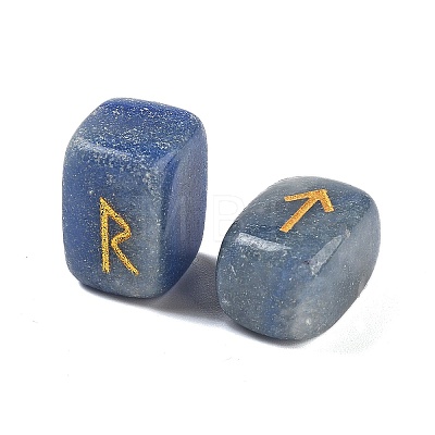 Rectangle Natural Blue Aventurine Rune Stones G-Z059-01N-1