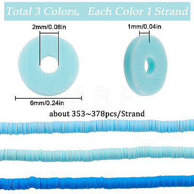 3 Strands 3 Colors Flat Round Handmade Polymer Clay Beads CLAY-SC0001-68B-02-1