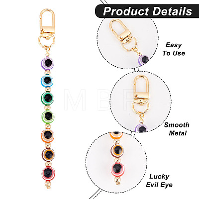 6Pcs Evil Eye Resin Round Tassel Pendant Decorations KEYC-AR0001-16-1