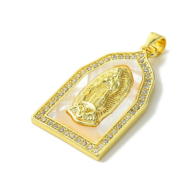 Real 18K Gold Plated Brass Micro Pave Clear Cubic Zirconia Pendants KK-H472-12G-01-1