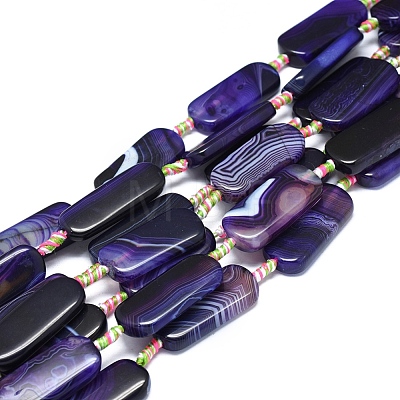 Natural Banded Agate/Striped Agate Beads Strands G-L544-022-1
