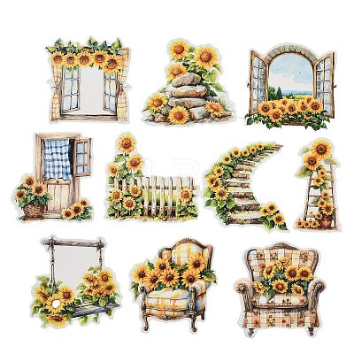 10Pcs 10 Styles Garden Series Waterproof PET Stickers DIY-G121-06D-1