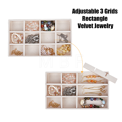 DICOSMETIC 2Pcs 2 Styles Rectangle Velvet Jewelry Trays ODIS-DC0001-03-1