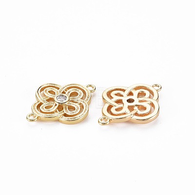 Brass Micro Pave Clear Cubic Zirconia Connector Charms KK-S356-712-1