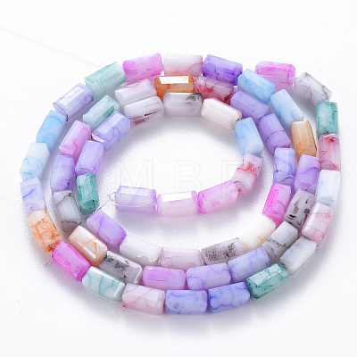 Opaque Baking Painted Crackle Glass Beads Strands EGLA-T008-18I-1