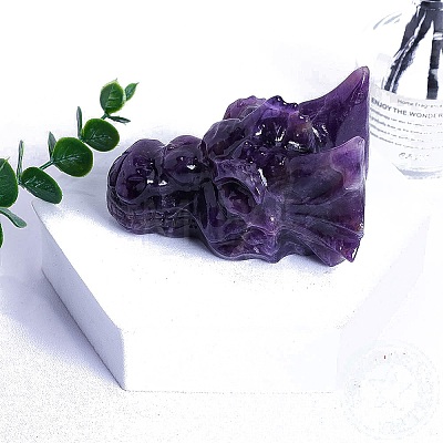 Natural Amethyst Carved Dragon Head Figurines PW-WGCF919-06-1