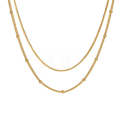304 Stainless Steel Double-Layer Necklace LS-NJEW-Q321-01G-1