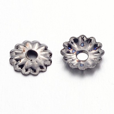 Black Iron Flower Bead Caps X-IFIN-D023-B-1