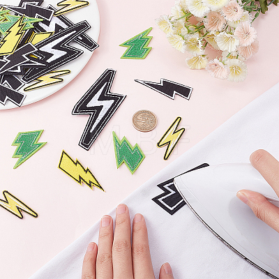 36Pcs 6 Style Lightning Bolt Polyester Computerized Embroidery Iron on Patches PATC-FG0001-14-1