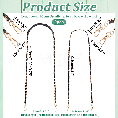 WADORN 2Pcs 2 Styles Purse Chains DIY-WR0003-26B-1