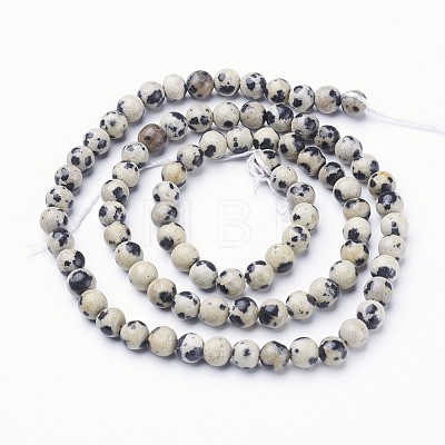 Natural Dalmatian Jasper Beads Strands X-GSR4mmC004-1