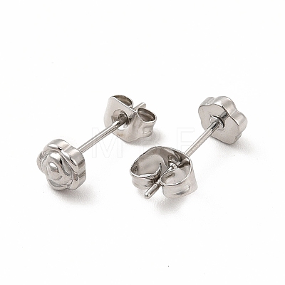 304 Stainless Steel Flower Stud Earrings for Women EJEW-C004-04P-1