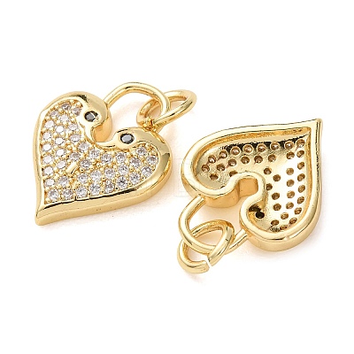 Valentine's Day Brass Micro Pave Clear Cubic Zirconia Pendants CU-E003-17G-F-1