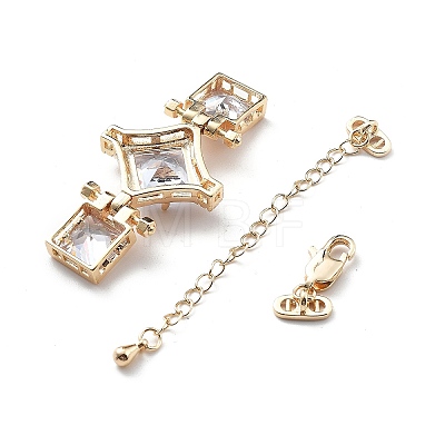 Brass & Cubic Zirconia & Glass Watch Band Clasps KK-G523-03G-01-1