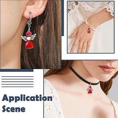 90Ppcs 3 Styles Valentine's Day Glass Pendants PALLOY-CJ00117-1