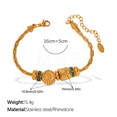 304 Stainless Steel & Cubic Zirconia Link Bracelets WG7FB07-10-1