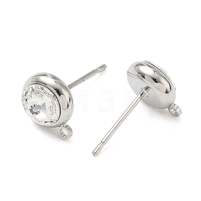 SHEGRACE Brass Rhinestone Flat Round Stud Earring Findings XGR0099P-120P-1