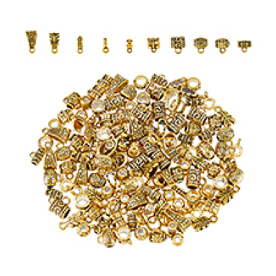 150Pcs 10 Style Tibetan Style Alloy Tube Bails FIND-DC0004-78-1