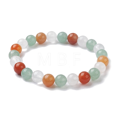 Natural Mixed Gemstone Round Beaded Stretch Bracelets for Women BJEW-JB10086-03-1