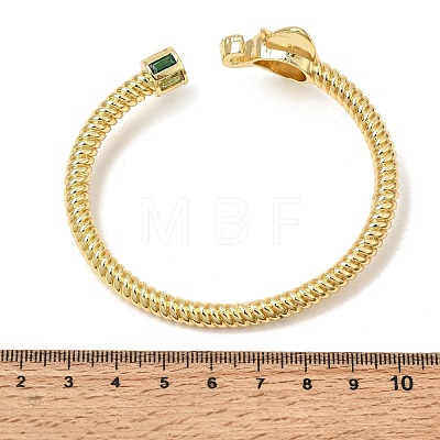 Brass Pave Cubic Zirconia Elephant Open Cuff Bangles for Women CU-CBAE7DF-50G-1