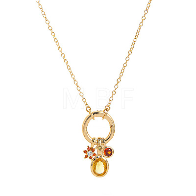 Brass Pave Cubic Zirconia Oval Flower Birth Stone Penant Necklaces with Synthetic Opal for Women WG88A4B-03-1
