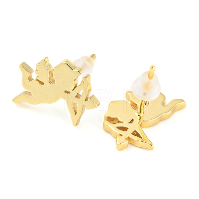 Rack Plating Brass Cupid Stud Earrings EJEW-G361-01G-1