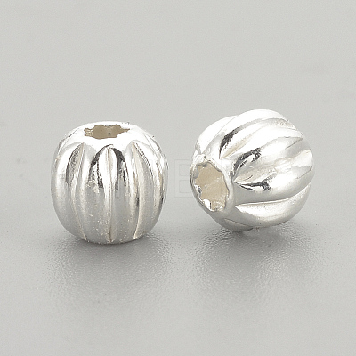 925 Sterling Silver Corrugated Beads STER-S002-14-6mm-1