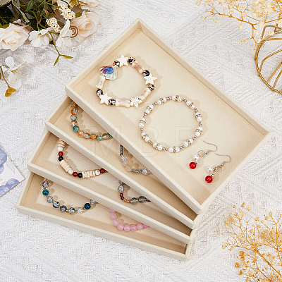 Rectangle Velvet Jewelry Display Trays for Rings ODIS-WH0113-14C-1