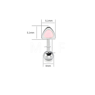 316L Surgical Stainless Steel Enamel Pink Cat Ear Shaped Cartilage Earrings for Women FS-WGA9D26-06-1