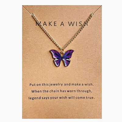 Bohemian Alloy Enamel Butterfly Pendant Necklaces for Women WG0CAA2-14-1