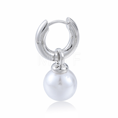 ABS Plastic Pearl Dangle Hoop Earrings EJEW-N011-106P-1