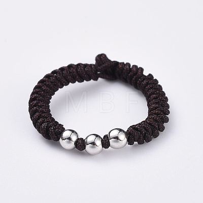 Adjustable Braided Bead Bracelets and Rings Jewelry Sets SJEW-JS01033-03-1