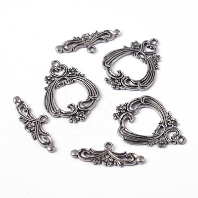 Tibetan Style Flower Toggle Clasps TIBE-A15304-AS-NR-1