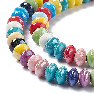 Pearlized Porcelain Beads Strands PORC-E018-01-1
