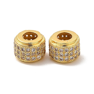 Rack Plating Brass Cubic Zirconia Beads KK-G457-09G-02-1