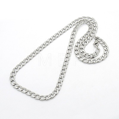 Men's 304 Stainless Steel Curb Chain Necklaces STAS-O037-77P-1