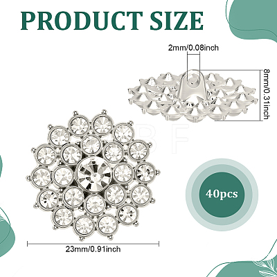 40Pcs Alloy Rhinestone Shank Buttons BUTT-ME0001-28S-1