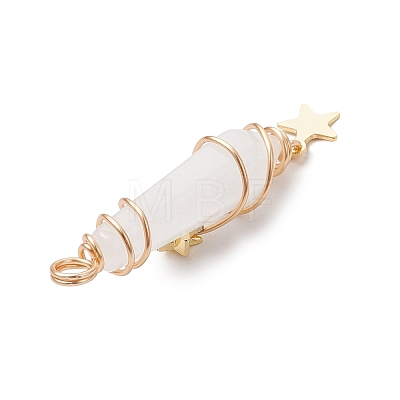 3Pcs 3 Styles Natural Quartz Crystal Pointed Copper Wire Wrapped Faceted Bullet Big Pendants PALLOY-JF03572-01-1