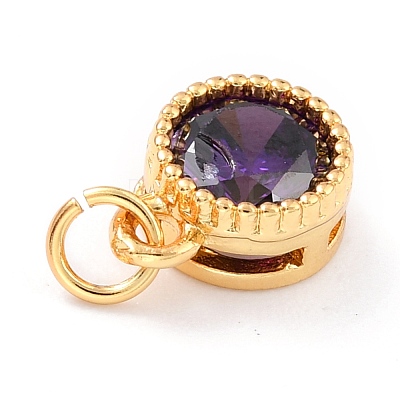 Real 18K Gold Plated Brass Inlaid Cubic Zirconia Charms ZIRC-L100-081G-03-1