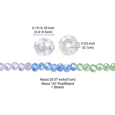 Transparent Electroplate Glass Beads Strands GLAA-YW0002-F01-1