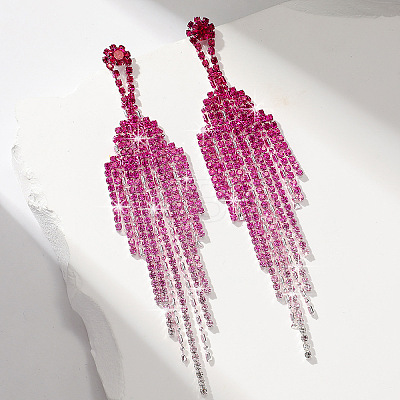 Brass Rhinestone Tassel Stud Earrings FS-WGD4A64-02-1