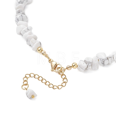 White Round Shell Pearl and Synthetic Howlite Chip Beaded Necklaces NJEW-JN05740-01-1