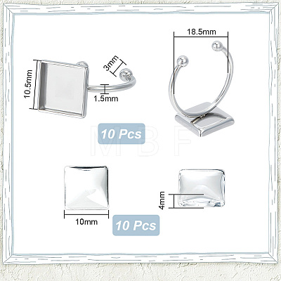 Unicraftale DIY Blank Square Cuff Ring Making Kit DIY-UN0005-39-1