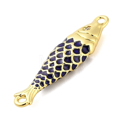 Brass Enamel Fish Connector Charms KK-H527-11G-02-1