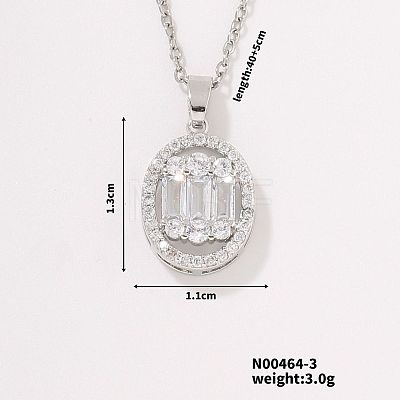 Minimalist Oval Luxury Fashion Brass Cubic Zirconia Pendant Necklaces Jewelry Accessory IH4177-1-1