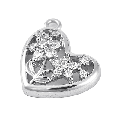 Brass Micro Pave Clear Cubic Zirconia Pendants KK-Z066-07P-1