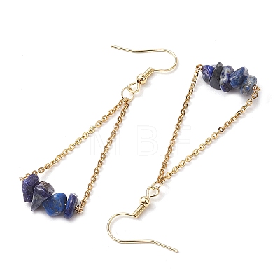 304 Stainless Steel with Natural Lapis Lazuli Dangle Earrings EJEW-JE06010-02-1