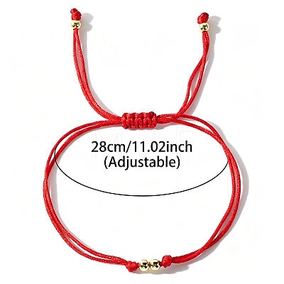 Adjustable Brass Round Bead Polyester Braided Cord Bracelets for Women ZQ0354-2-1