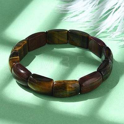 Natural Tiger Eye Bead Stretch Bracelets for Women Men BJEW-C097-02A-1