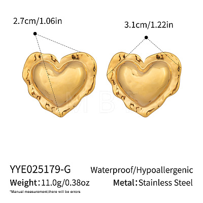 Heart 304 Stainless Steel Stud Earrings AO8083-10-1
